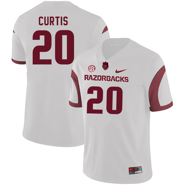 Men #20 Jordon Curtis Arkansas Razorbacks College Football Jerseys Sale-White